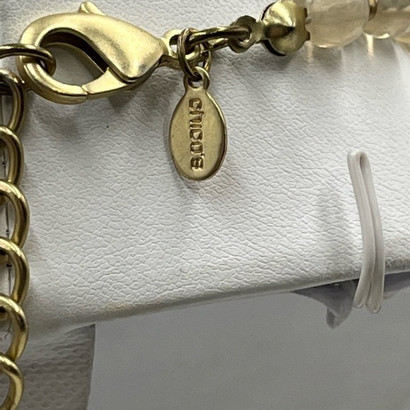 CHICOS Gold Tone Crystal Beads Rhinestone Cross Medallion Tassel Adj Necklace - Picture 13 of 16